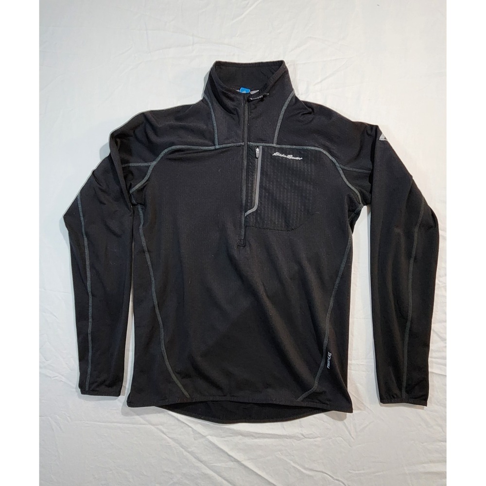Eddie Bauer Pullover Womens Medium Black fleece lined sports Top 1/4 Zip